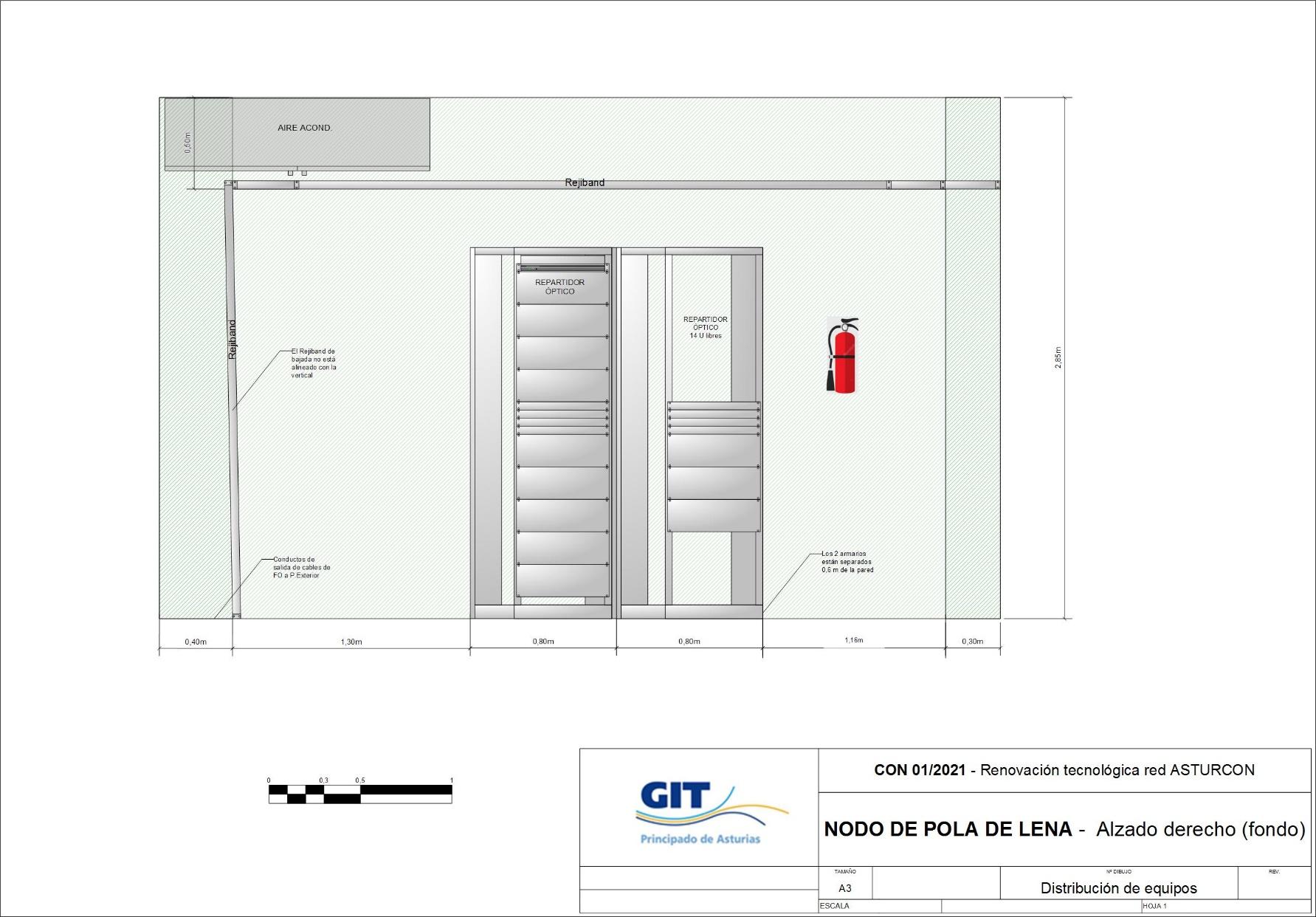 Alzado derecho · Pola de Lena